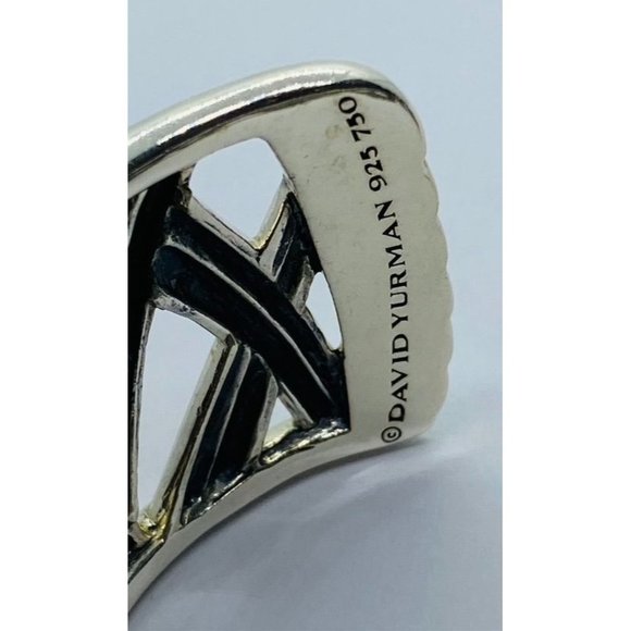 David Yurman Sterling Silver 18k Gold Papyrus Two Tone Wide Cuff Bangle Bracelet - Picture 4 of 10